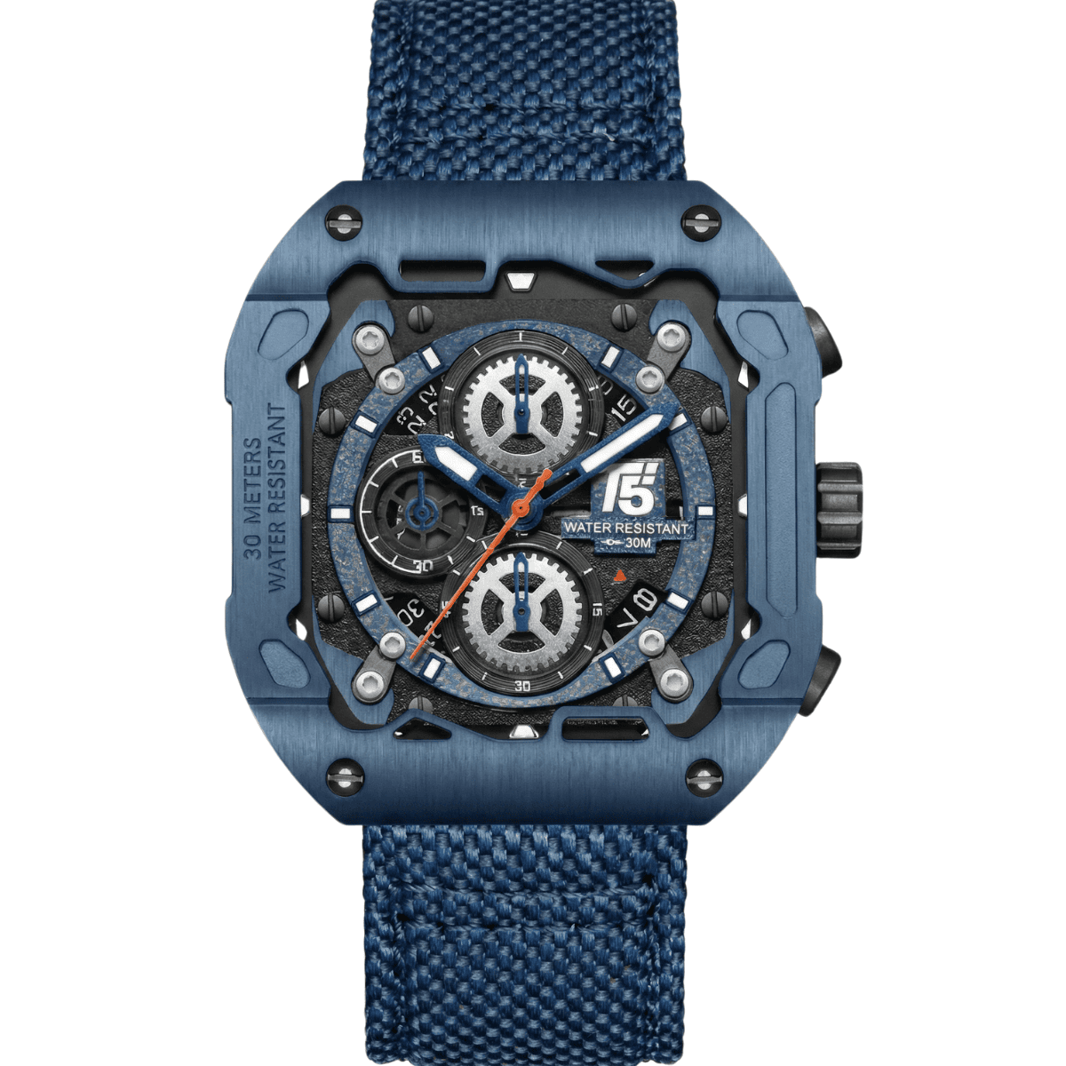 h4096gd-white-bg T5 Quartz Multifunction Chronograph Watch - Blue - Silicon Strap - Water Resistant - H4096GD - Image 1