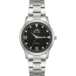 NTN Quartz Black Dial Steel Strap Watch for Men with Date Function - 4031SMBK