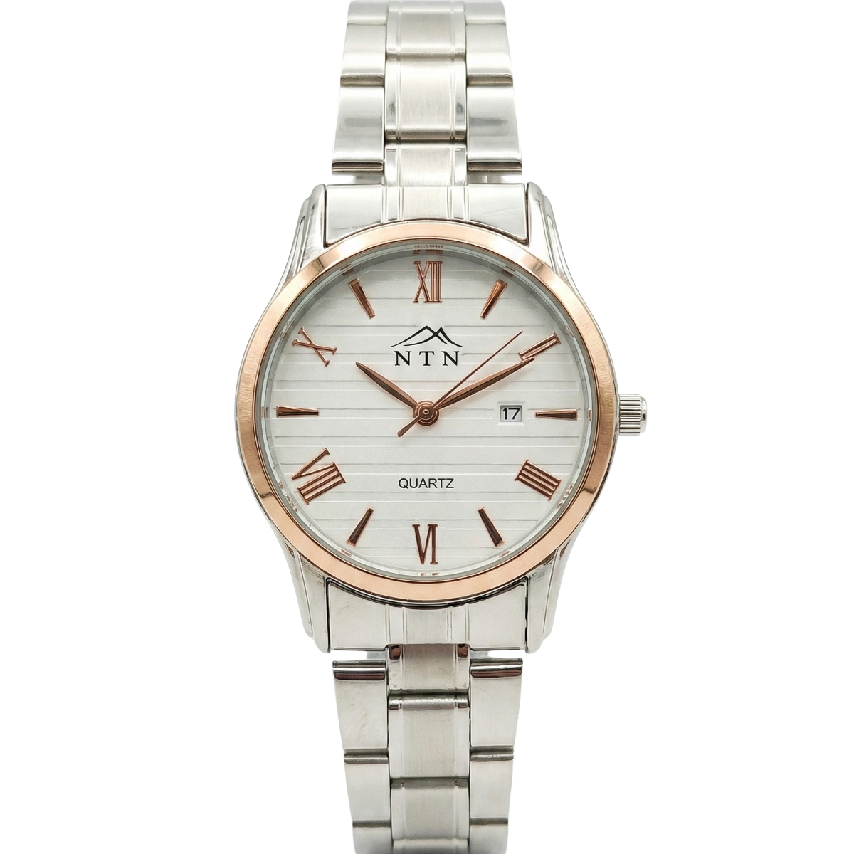 5041wmwh-white-bg NTN Quartz White Dial Steel Strap Watch for Women with Date Function - 5041WMWH - Image 1