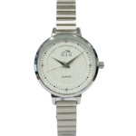 Stylish silver wristwatch with NTN branding, quartz movement, and a metallic strap for everyday wear.