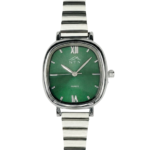 NTN Quartz Green Dial Steel Strap Watch for Women - 5061SMGR