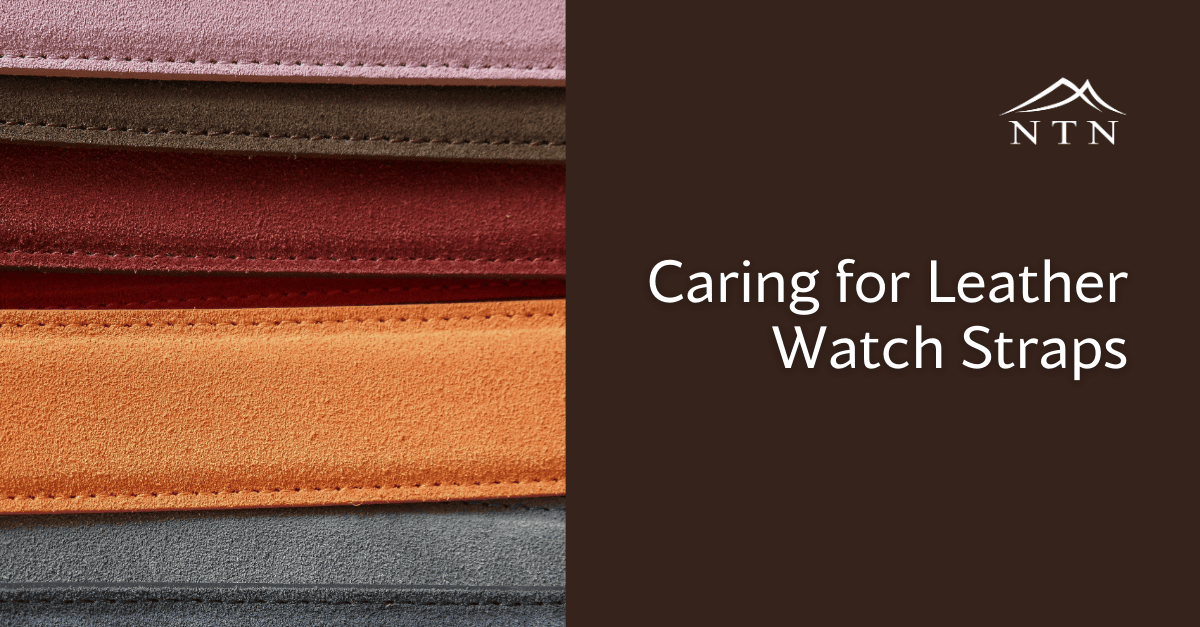 Shelf of colorful leather watch straps showcasing variety and craftsmanship.