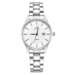 Elegant NTN women's quartz watch with white dial and steel strap.