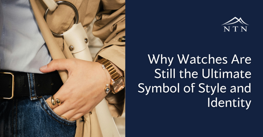 Elegant watch with jewelry accessories and casual outfit.