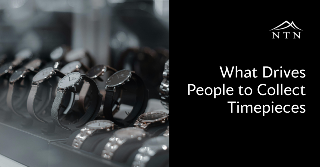 Close-up of stylish watches arranged on a display shelf, showcasing diverse designs and bands.
