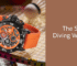 High-tech diving watch with orange strap, chronograph features, and durable build.