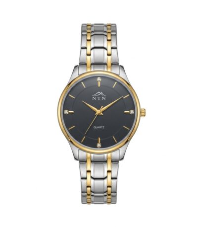 Elegant men's watch with black dial and gold accents from NTN.