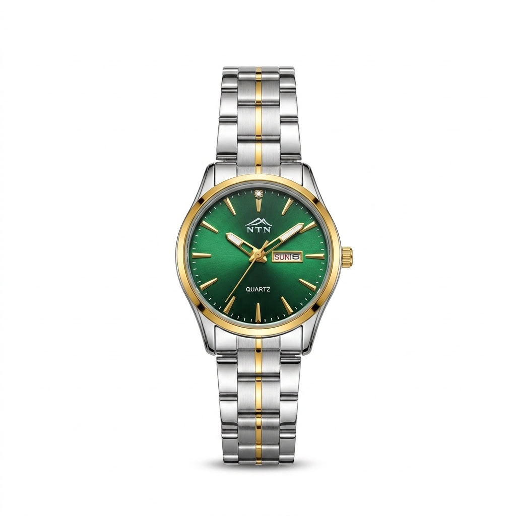 W8809BMGR front NTN Quartz Green Dial Two-Tone Steel Case Watch for Women - W8809BMGR - Image 1